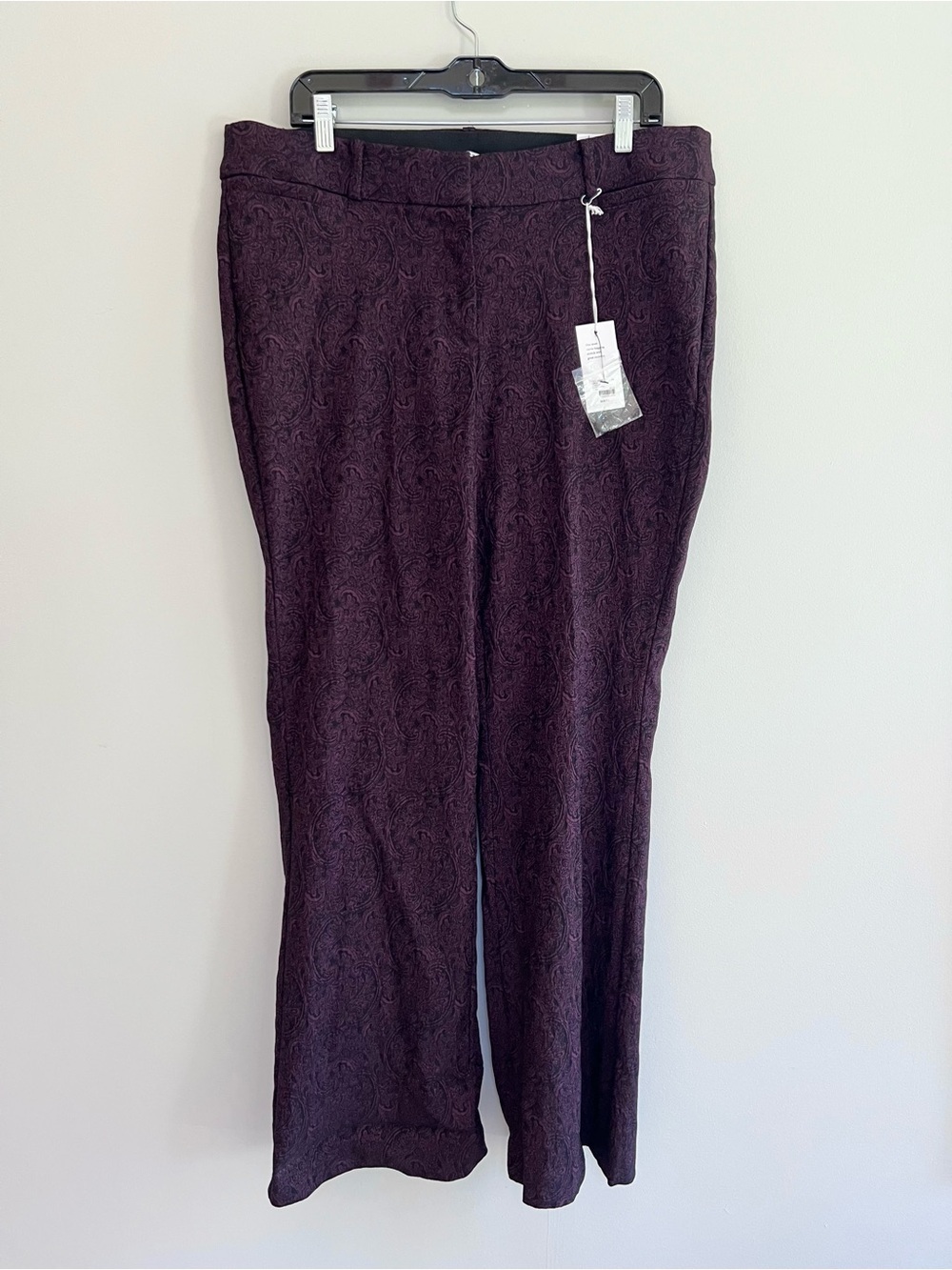 Lane Bryant NWT Allie Maroon Black Paisley Stretch Boot Cut High Rise Pants, 16R - Picture 2 of 9